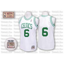 Men's Mitchell and Ness Boston Celtics #6 Bill Russell Authentic White Throwback NBA Jersey