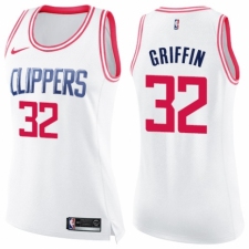 Women's Nike Los Angeles Clippers #32 Blake Griffin Swingman White Pink Fashion NBA Jersey
