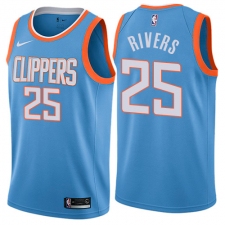 Men's Nike Los Angeles Clippers #25 Austin Rivers Authentic Blue NBA Jersey - City Edition