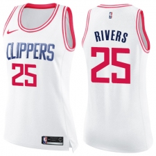 Women's Nike Los Angeles Clippers #25 Austin Rivers Swingman White/Pink Fashion NBA Jersey