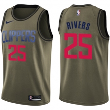 Youth Nike Los Angeles Clippers #25 Austin Rivers Swingman Green Salute to Service NBA Jersey