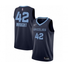 Men's Memphis Grizzlies #42 Lorenzen Wright Authentic Navy Blue Finished Basketball Jersey - Icon Edition