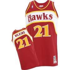 Men's Adidas Atlanta Hawks #21 Dominique Wilkins Authentic Red Throwback NBA Jersey
