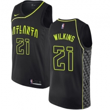 Men's Nike Atlanta Hawks #21 Dominique Wilkins Authentic Black NBA Jersey - City Edition