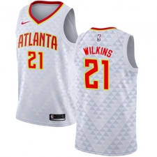 Men's Nike Atlanta Hawks #21 Dominique Wilkins Authentic White NBA Jersey - Association Edition
