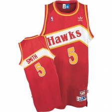 Men's Adidas Atlanta Hawks #5 Josh Smith Authentic Red Throwback NBA Jersey