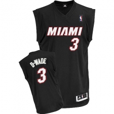Men's Adidas Miami Heat #3 Dwyane Wade Authentic Black D-WADE Fashion NBA Jersey