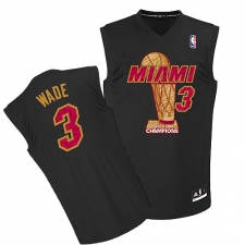 Men's Adidas Miami Heat #3 Dwyane Wade Authentic Black Finals Champions NBA Jersey