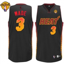 Men's Adidas Miami Heat #3 Dwyane Wade Authentic Black Vibe Finals Patch NBA Jersey