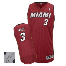Men's Adidas Miami Heat #3 Dwyane Wade Authentic Red Alternate Autographed NBA Jersey