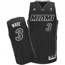 Men's Adidas Miami Heat #3 Dwyane Wade Swingman Black/White NBA Jersey