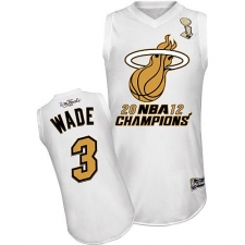 Men's Majestic Miami Heat #3 Dwyane Wade Swingman White Finals Champions NBA Jersey
