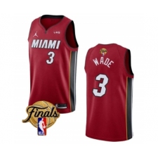 Men's Miami Heat #3 Dwyane Wade Red 2023 Finals Statement Edition Stitched Basketball Jersey
