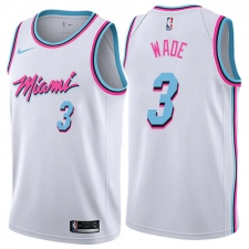 Men's Nike Miami Heat #3 Dwyane Wade Authentic White NBA Jersey - City Edition