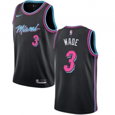 Men's Nike Miami Heat #3 Dwyane Wade Swingman Black NBA Jersey - City Edition