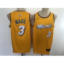 Men's Nike Miami Heat #3 Dwyane Wade Yellow City Swingman Basketball Jersey