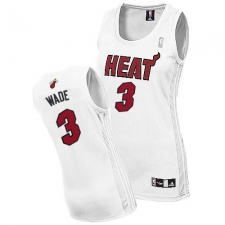 Women's Adidas Miami Heat #3 Dwyane Wade Authentic White Home NBA Jersey