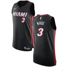 Youth Nike Miami Heat #3 Dwyane Wade Authentic Black Road NBA Jersey - Icon Edition