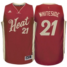 Men's Adidas Miami Heat #21 Hassan Whiteside Authentic Red 2015-16 Christmas Day NBA Jersey