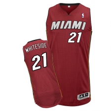 Men's Adidas Miami Heat #21 Hassan Whiteside Authentic Red Alternate NBA Jersey