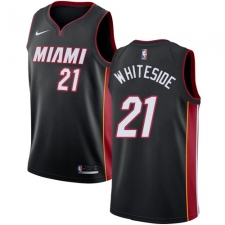 Men's Nike Miami Heat #21 Hassan Whiteside Swingman Black Road NBA Jersey - Icon Edition