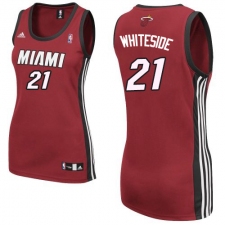 Women's Adidas Miami Heat #21 Hassan Whiteside Authentic Red Alternate NBA Jersey