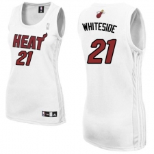 Women's Adidas Miami Heat #21 Hassan Whiteside Authentic White Home NBA Jersey