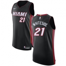 Youth Nike Miami Heat #21 Hassan Whiteside Authentic Black Road NBA Jersey - Icon Edition