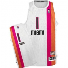 Men's Adidas Miami Heat #1 Chris Bosh Authentic White ABA Hardwood Classic NBA Jersey