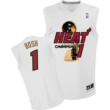 Men's Adidas Miami Heat #1 Chris Bosh Authentic White Finals Champions NBA Jersey