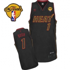 Men's Adidas Miami Heat #1 Chris Bosh Swingman Black Carbon Fiber Fashion Finals Patch NBA Jersey