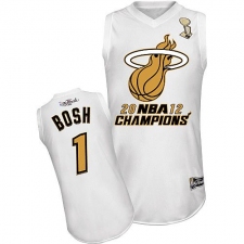Men's Majestic Miami Heat #1 Chris Bosh Authentic White Finals Champions NBA Jersey