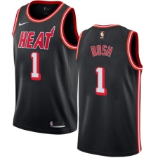 Men's Nike Miami Heat #1 Chris Bosh Authentic Black Black Fashion Hardwood Classics NBA Jersey