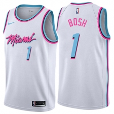 Men's Nike Miami Heat #1 Chris Bosh Authentic White NBA Jersey - City Edition