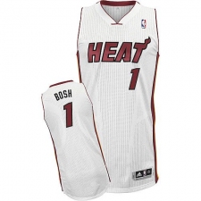 Youth Adidas Miami Heat #1 Chris Bosh Authentic White Home NBA Jersey
