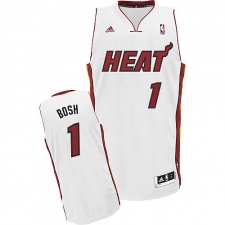 Youth Adidas Miami Heat #1 Chris Bosh Swingman White Home NBA Jersey