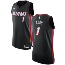 Youth Nike Miami Heat #1 Chris Bosh Authentic Black Road NBA Jersey - Icon Edition