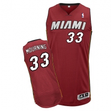 Men's Adidas Miami Heat #33 Alonzo Mourning Authentic Red Alternate NBA Jersey