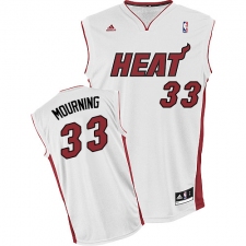 Men's Adidas Miami Heat #33 Alonzo Mourning Swingman White Home NBA Jersey