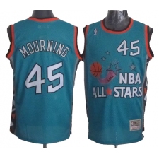 Men's Mitchell and Ness Miami Heat #45 Alonzo Mourning Authentic Light Blue 1996 All Star Throwback NBA Jersey