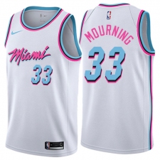 Men's Nike Miami Heat #33 Alonzo Mourning Authentic White NBA Jersey - City Edition