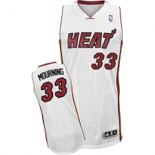 Youth Adidas Miami Heat #33 Alonzo Mourning Authentic White Home NBA Jersey