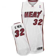 Men's Adidas Miami Heat #32 Shaquille O'Neal Authentic White Home NBA Jersey