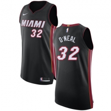 Men's Nike Miami Heat #32 Shaquille O'Neal Authentic Black Road NBA Jersey - Icon Edition