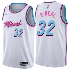 Men's Nike Miami Heat #32 Shaquille O'Neal Authentic White NBA Jersey - City Edition