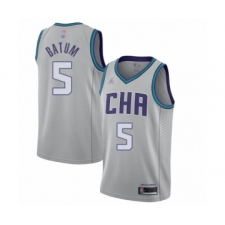 Men's Jordan Charlotte Hornets #5 Nicolas Batum Swingman Gray Basketball Jersey - 2019 20 City Edition