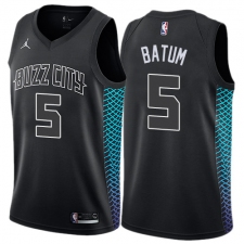 Men's Nike Jordan Charlotte Hornets #5 Nicolas Batum Authentic Black NBA Jersey - City Edition