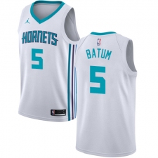 Men's Nike Jordan Charlotte Hornets #5 Nicolas Batum Authentic White NBA Jersey - Association Edition
