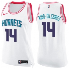 Women's Nike Charlotte Hornets #14 Michael Kidd-Gilchrist Swingman White/Pink Fashion NBA Jersey