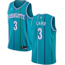 Men's Nike Jordan Charlotte Hornets #3 Jeremy Lamb Authentic Aqua Hardwood Classics NBA Jersey
